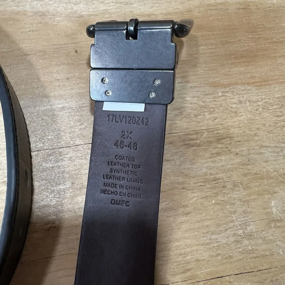 Levi's Men's Reversible Belt Black Brown Size 2X 46-48 Gunmetal Buckle